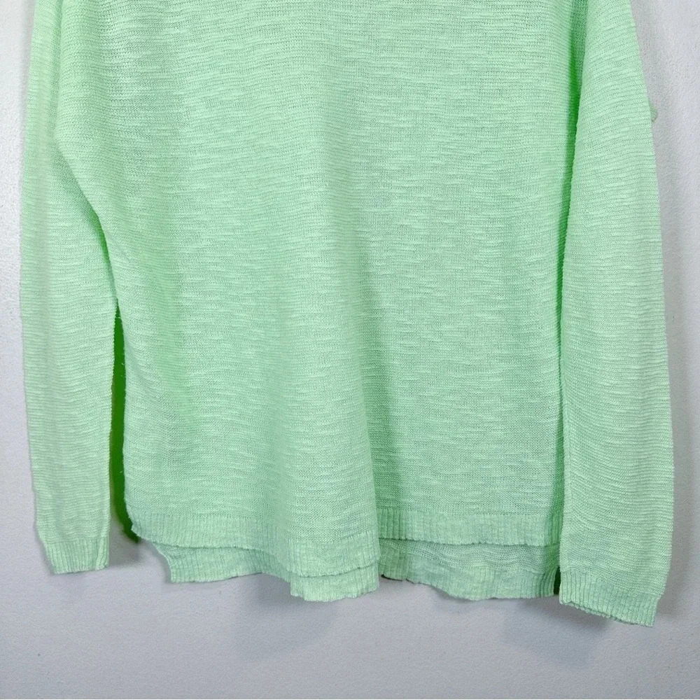 Eileen Fisher Womens Size Petite Medium Green Organic Linen Long Sleeve Top - Picture 5 of 14